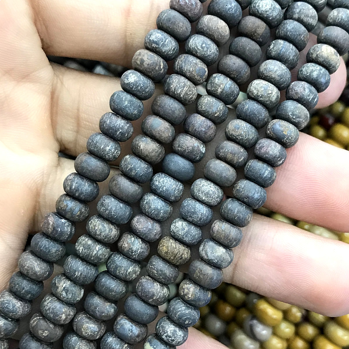 CRB322 Bronzite Gemstone Beads Matte Rondelle 4x6mm 15" Strand