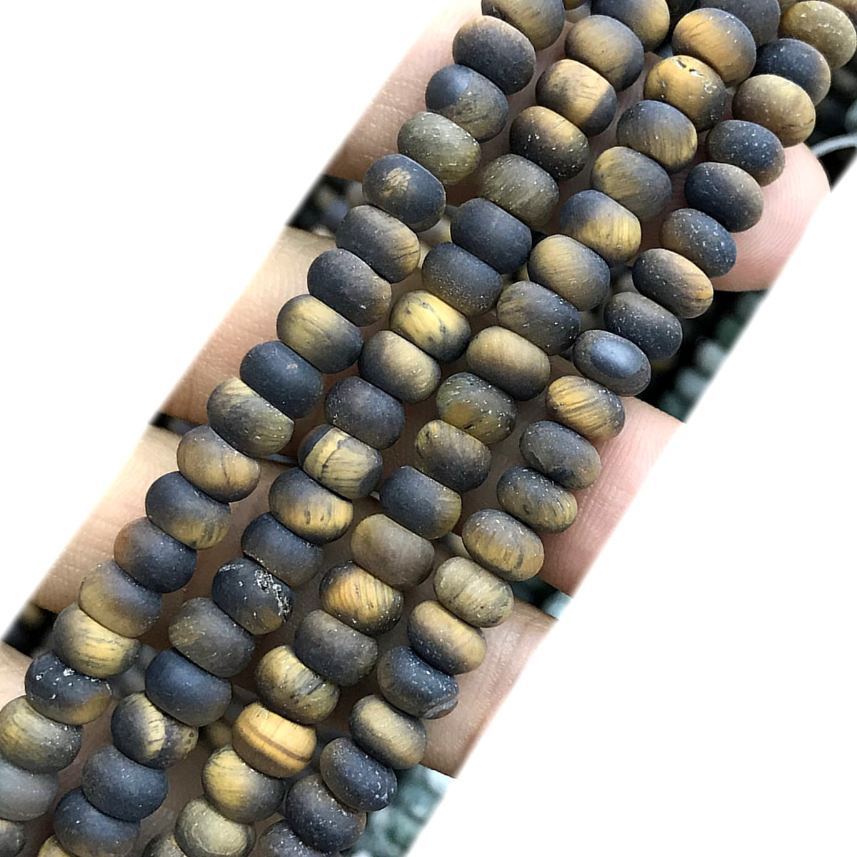 CRB323 Yellow Tiger Eye Beads Matte Rondelle 4x6mm 15" Strand