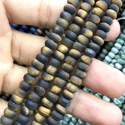 CRB323 Yellow Tiger Eye Beads Matte Rondelle 4x6mm 15" Strand