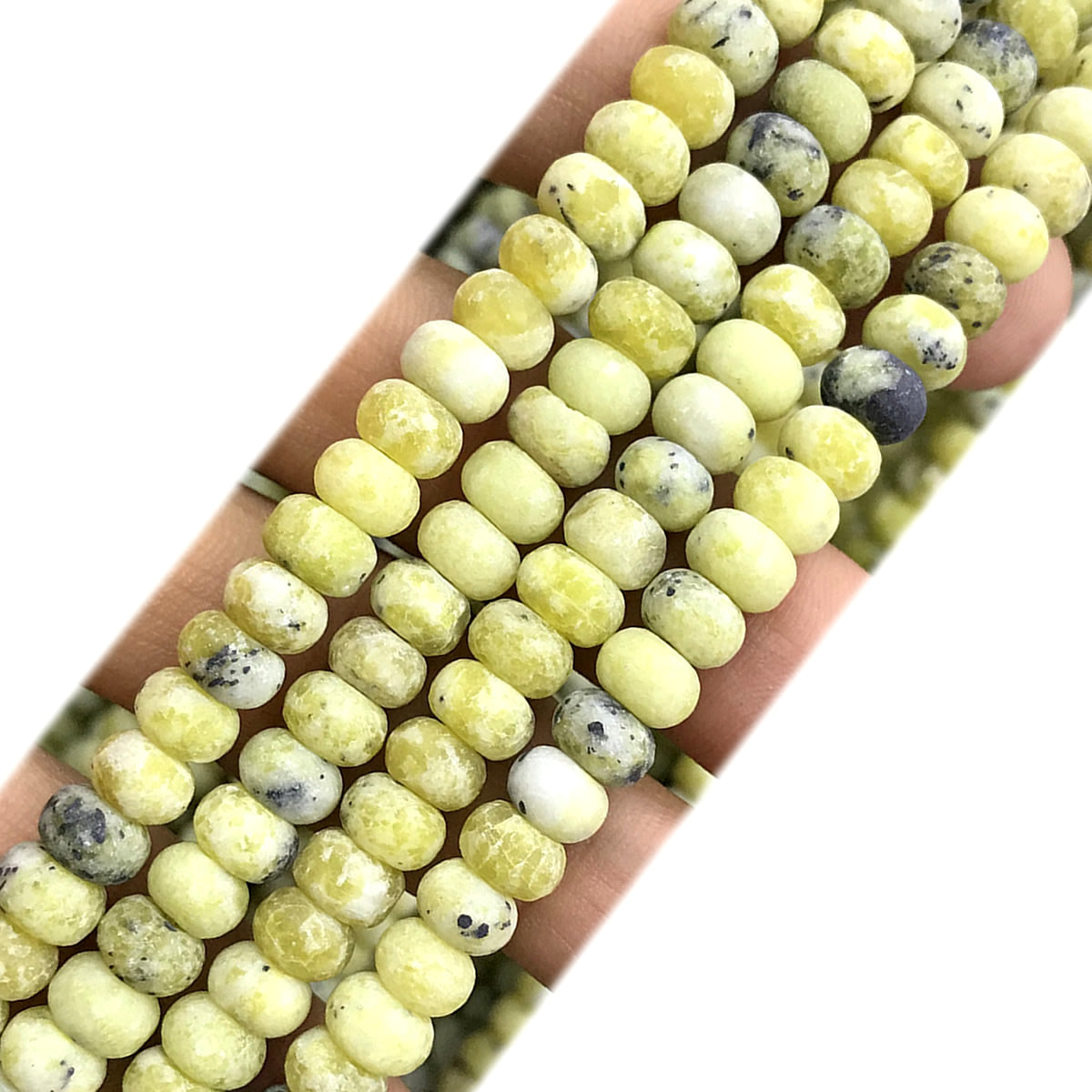 CRB324 Yellow Pine Turquoise Beads Matte Rondelle 4x6mm 15" Strand