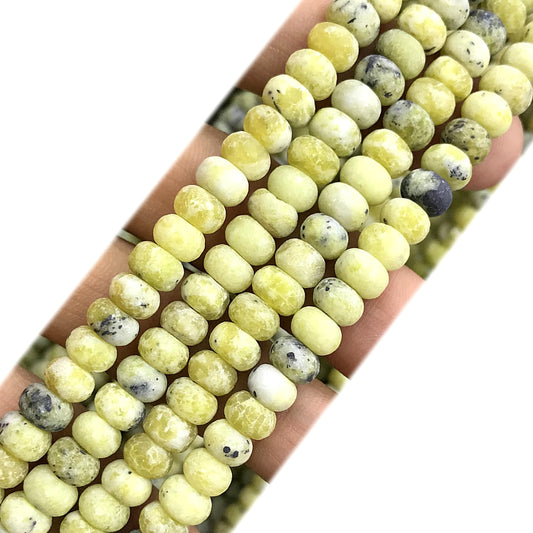 CRB324 Yellow Pine Turquoise Beads Matte Rondelle 4x6mm 15" Strand