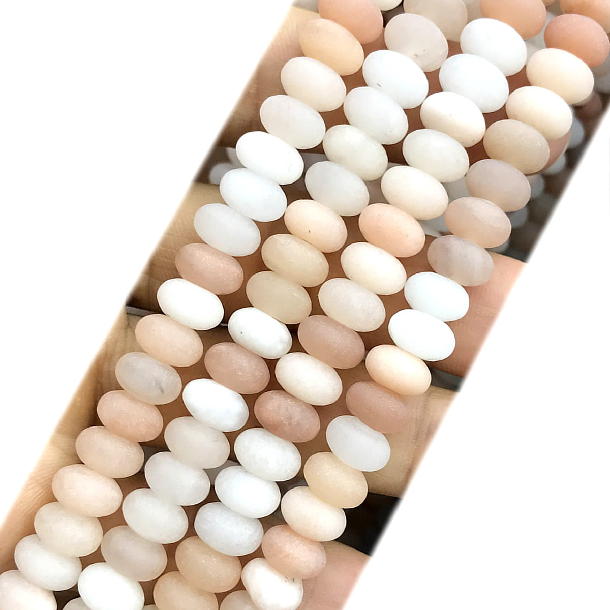 CRB333 Pink Aventurine Jade Beads Matte Rondelle 5x8mm 15" Strand