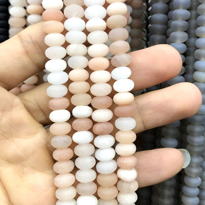 CRB333 Pink Aventurine Jade Beads Matte Rondelle 5x8mm 15" Strand