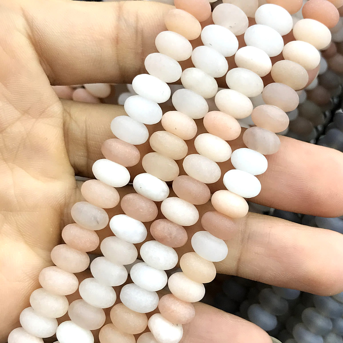 CRB333 Pink Aventurine Jade Beads Matte Rondelle 5x8mm 15" Strand