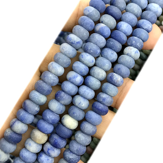 CRB334 Blue Aventurine Jade Beads Matte Rondelle 5x8mm 15" Strand