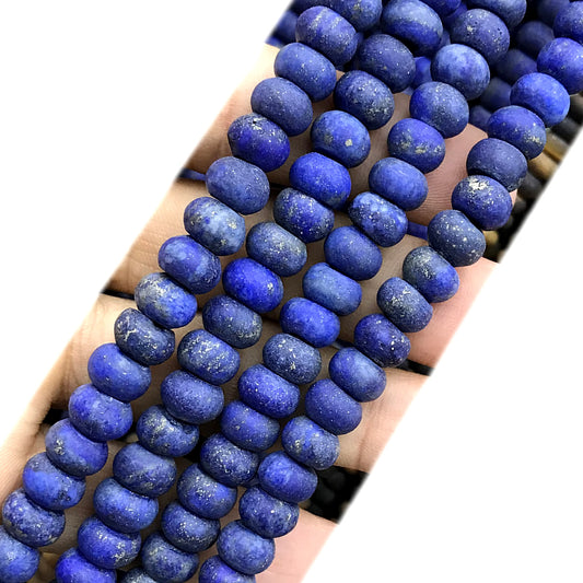 CRB336 Lapis Lazuli Gemstone Beads Matte Rondelle 5x8mm 15" Strand