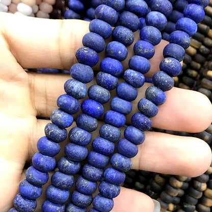 CRB336 Lapis Lazuli Gemstone Beads Matte Rondelle 5x8mm 15" Strand