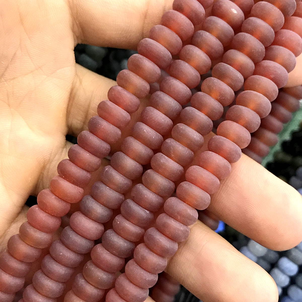 CRB338 Red Agate Beads Matte Rondelle 5x8mm 15" Strand