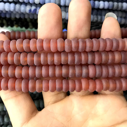 CRB338 Red Agate Beads Matte Rondelle 5x8mm 15" Strand