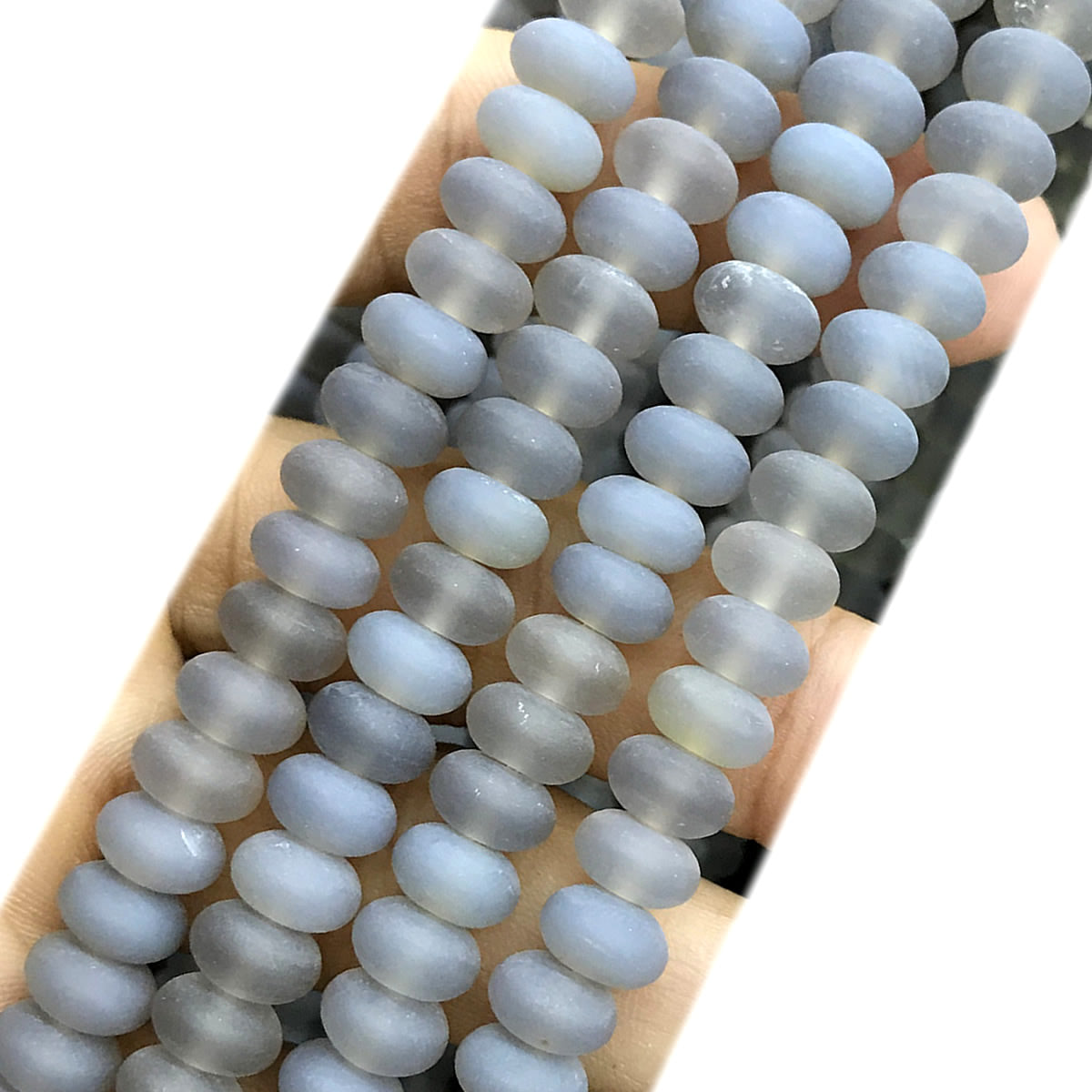 CRB339 Grey Agate Beads Matte Rondelle 5x8mm 15" Strand