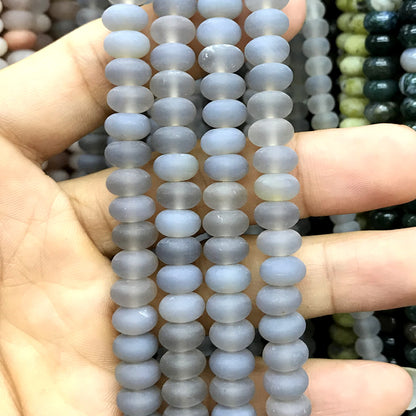 CRB339 Grey Agate Beads Matte Rondelle 5x8mm 15" Strand