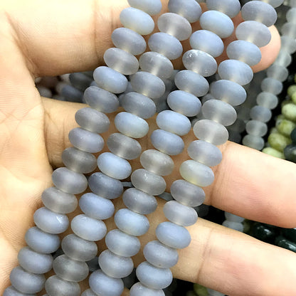 CRB339 Grey Agate Beads Matte Rondelle 5x8mm 15" Strand