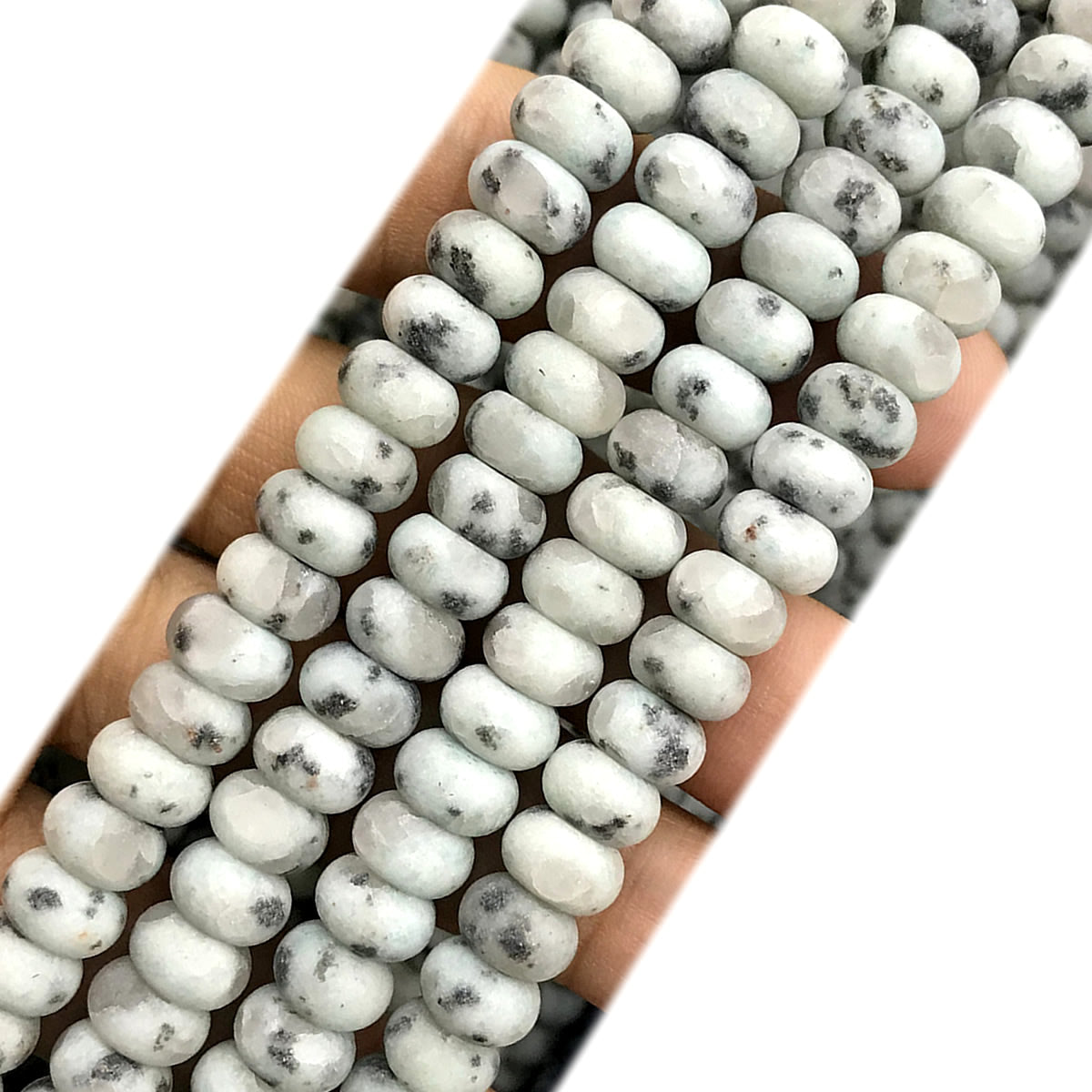 CRB341 Sesame Jasper Beads Matte Rondelle 5x8mm 15" Strand