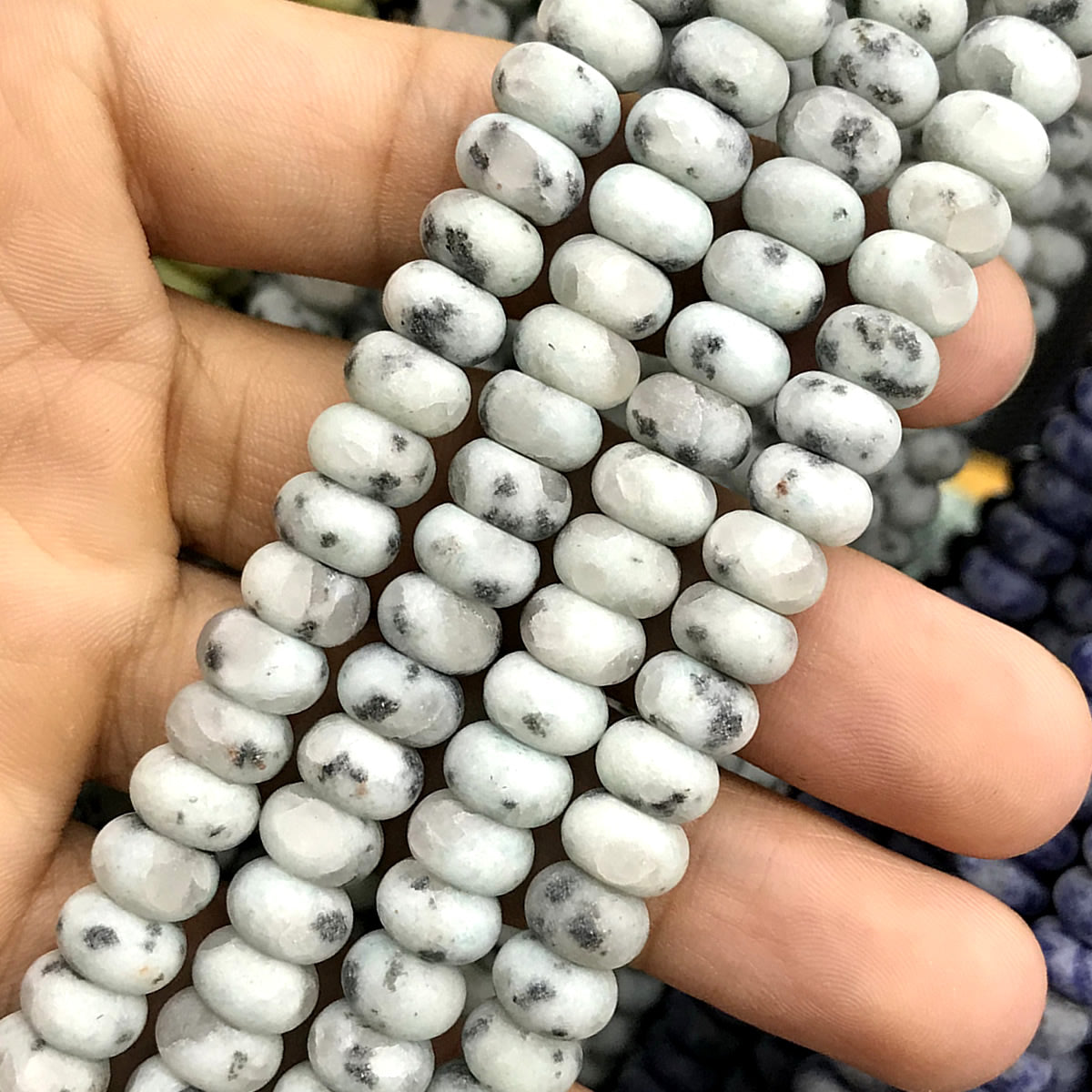 CRB341 Sesame Jasper Beads Matte Rondelle 5x8mm 15" Strand