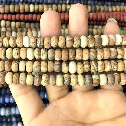 CRB343 Picture Jasper Beads Matte Rondelle 5x8mm 15" Strand