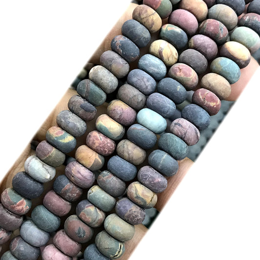 CRB344 Picasso Jasper Beads Matte Rondelle 5x8mm 15" Strand