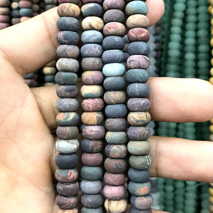 CRB344 Picasso Jasper Beads Matte Rondelle 5x8mm 15" Strand