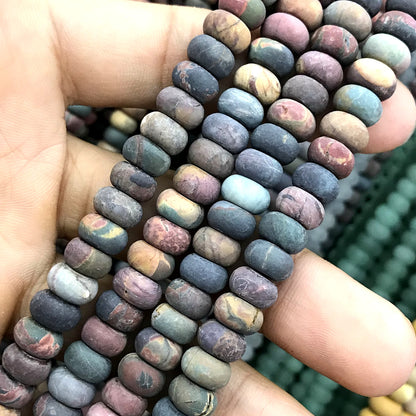 CRB344 Picasso Jasper Beads Matte Rondelle 5x8mm 15" Strand