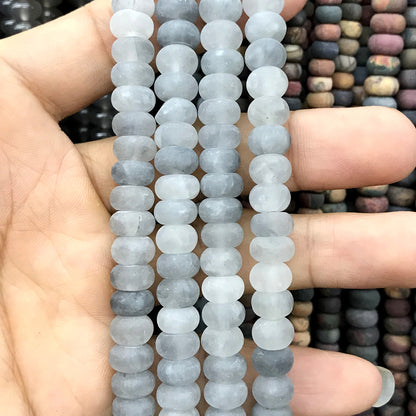 CRB348 Cloudy Quartz Beads Matte Rondelle 5x8mm 15" Strand