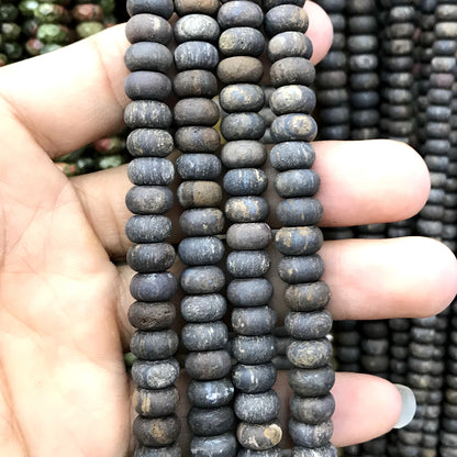 CRB349 Bronzite Gemstone Beads Matte Rondelle 5x8mm 15" Strand