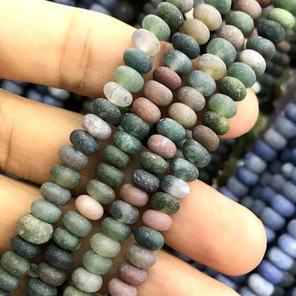 CRB354 Indian Agate Beads Matte Rondelle 5x8mm 15" Strand