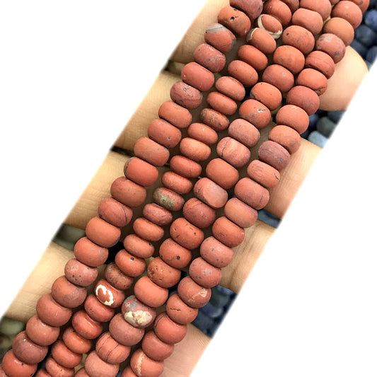 CRB355 Red Jasper Beads Matte Rondelle 5x8mm 15" Strand