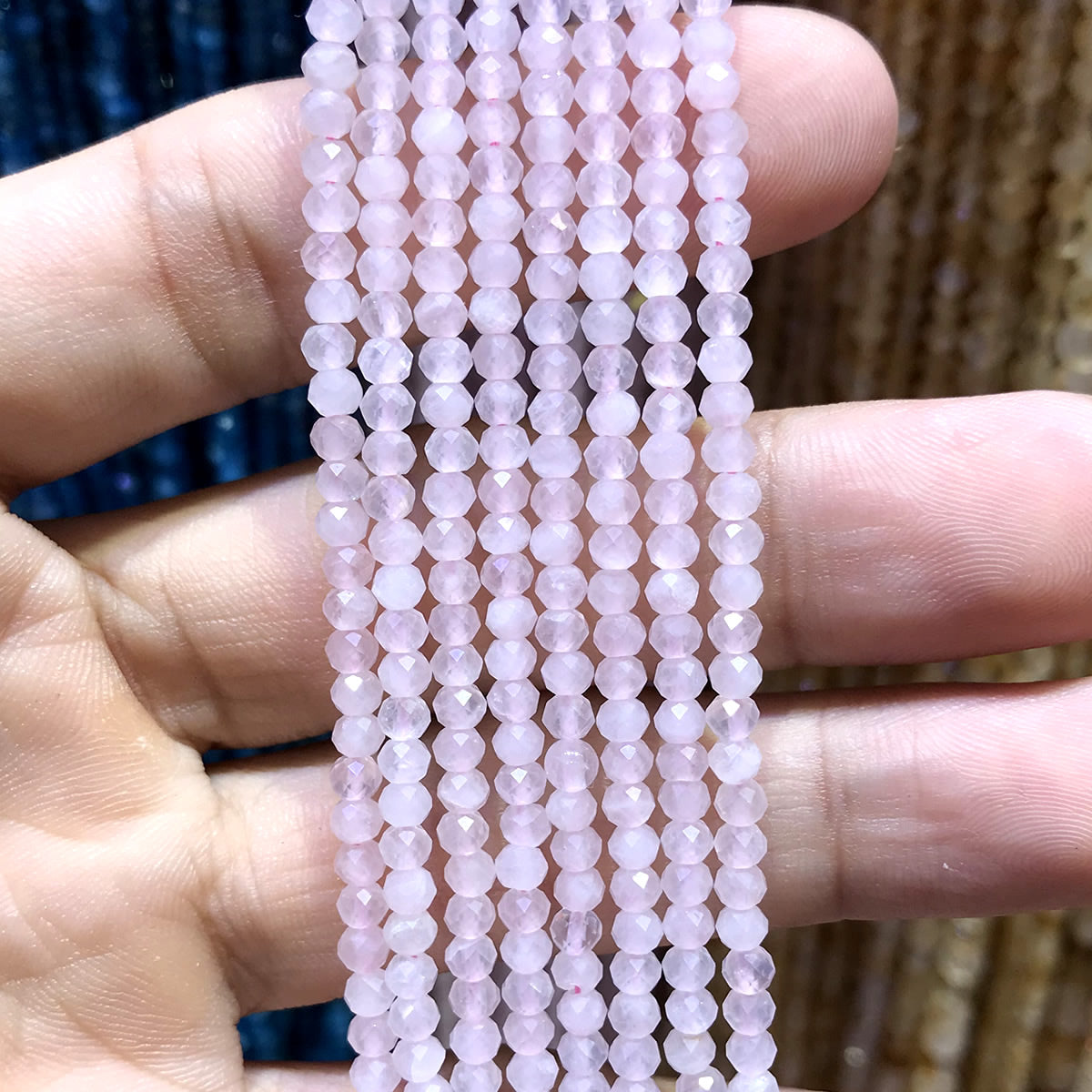 CRB358 Rose Quartz Beads Faceted Rondelle 2x3mm 15" Strand