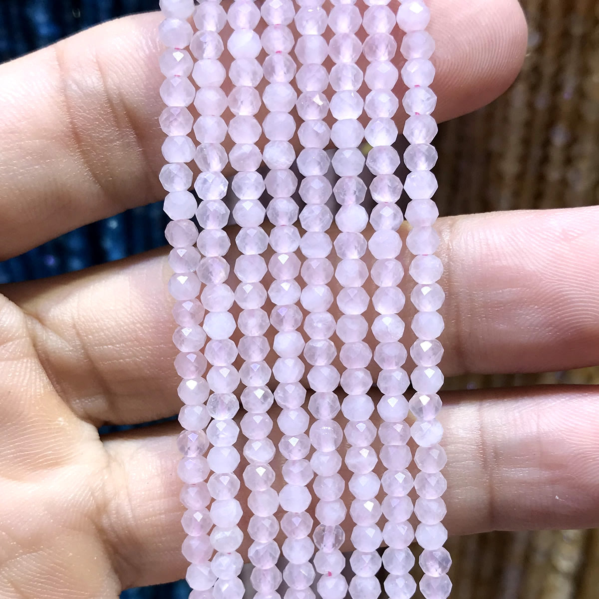 CRB359 Rose Quartz Beads Faceted Rondelle 3x4mm 15" Strand