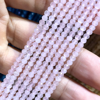 CRB359 Rose Quartz Beads Faceted Rondelle 3x4mm 15" Strand