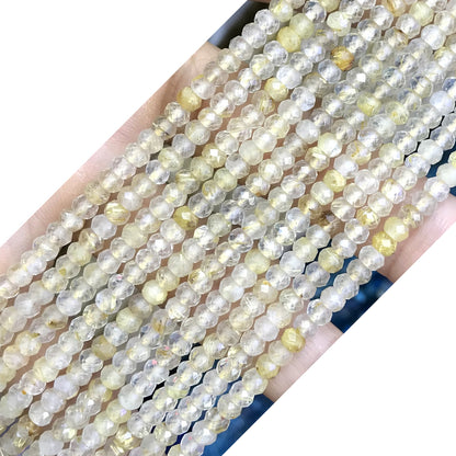 CRB36 Golden Rutilated Quartz Beads Faceted Rondelle 2.5x4mm 15" Strand