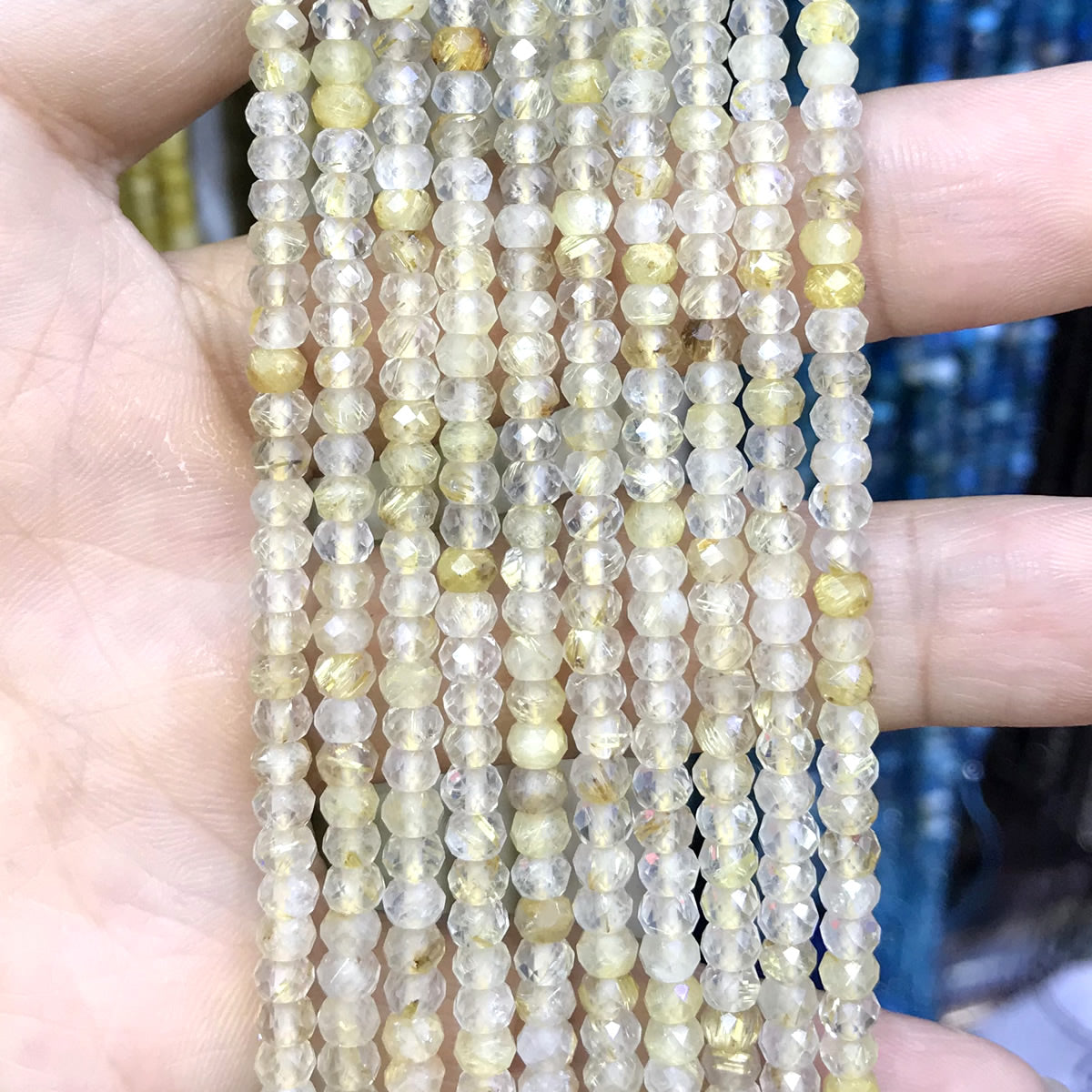 CRB36 Golden Rutilated Quartz Beads Faceted Rondelle 2.5x4mm 15" Strand