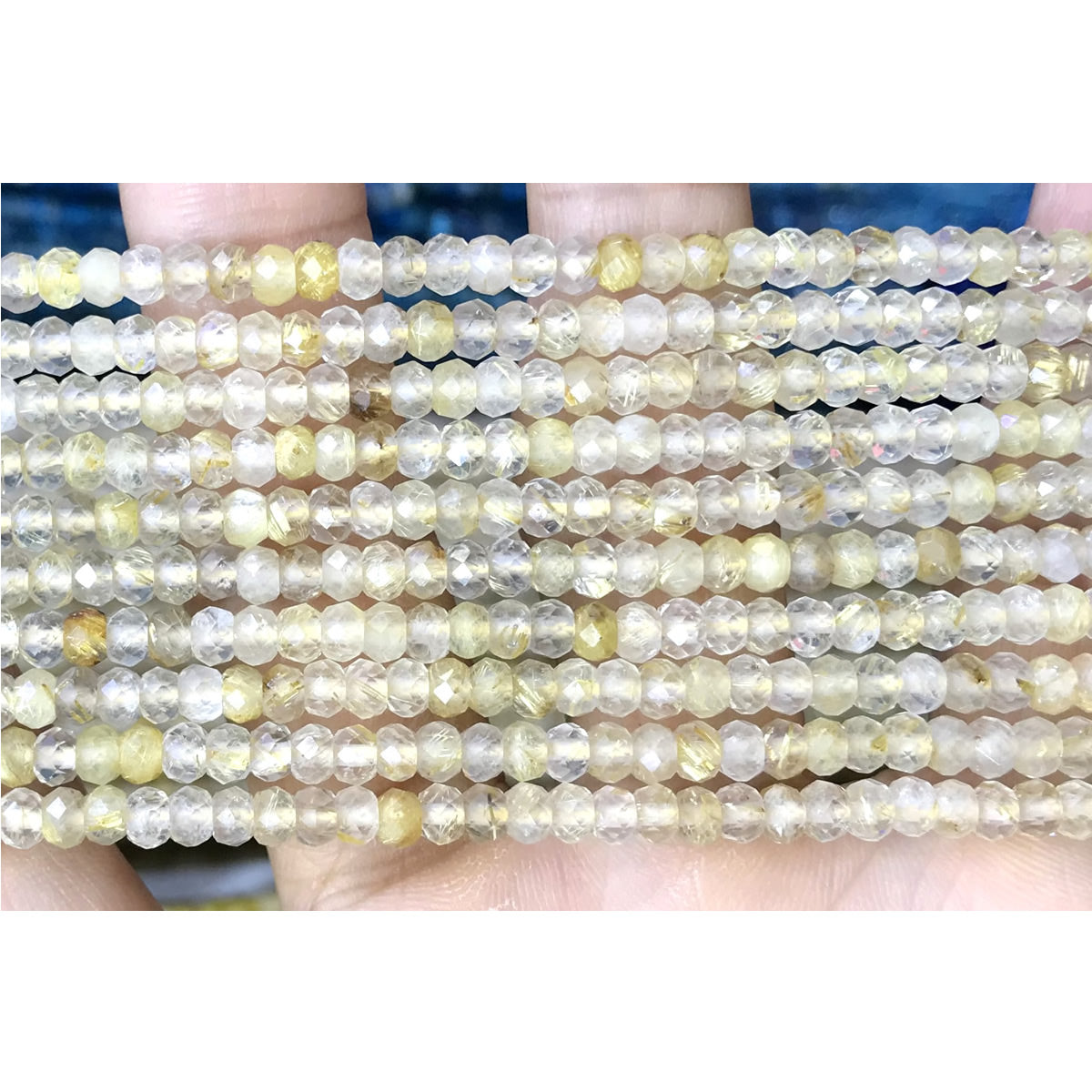 CRB36 Golden Rutilated Quartz Beads Faceted Rondelle 2.5x4mm 15" Strand