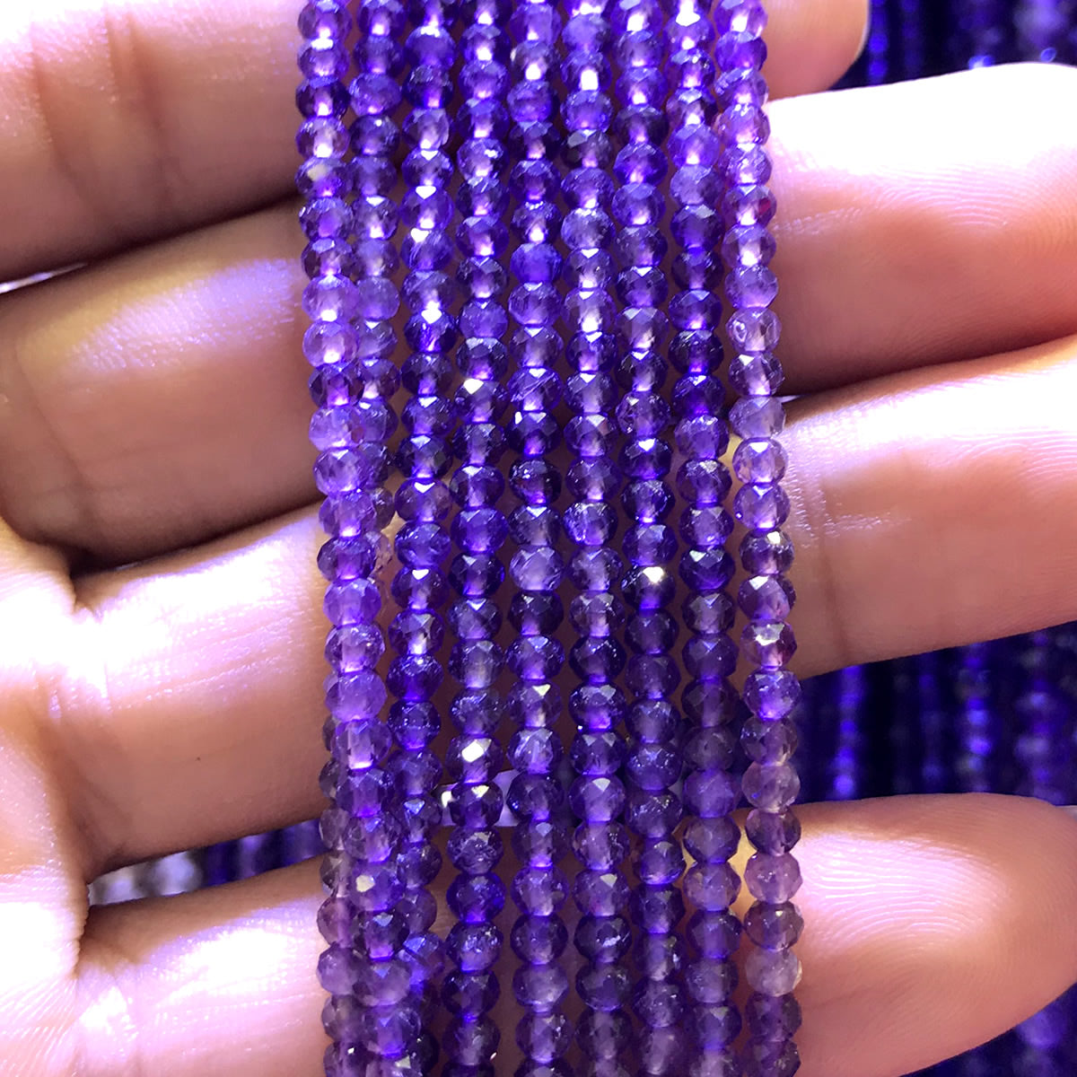 CRB364 Amethyst Gemstone Beads Faceted Rondelle 2x3mm 15" Strand