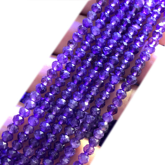 CRB365 Amethyst Gemstone Beads Faceted Rondelle 3x4mm 15" Strand