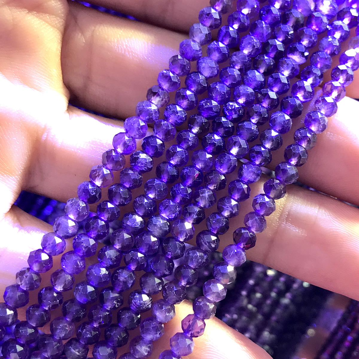 CRB365 Amethyst Gemstone Beads Faceted Rondelle 3x4mm 15" Strand