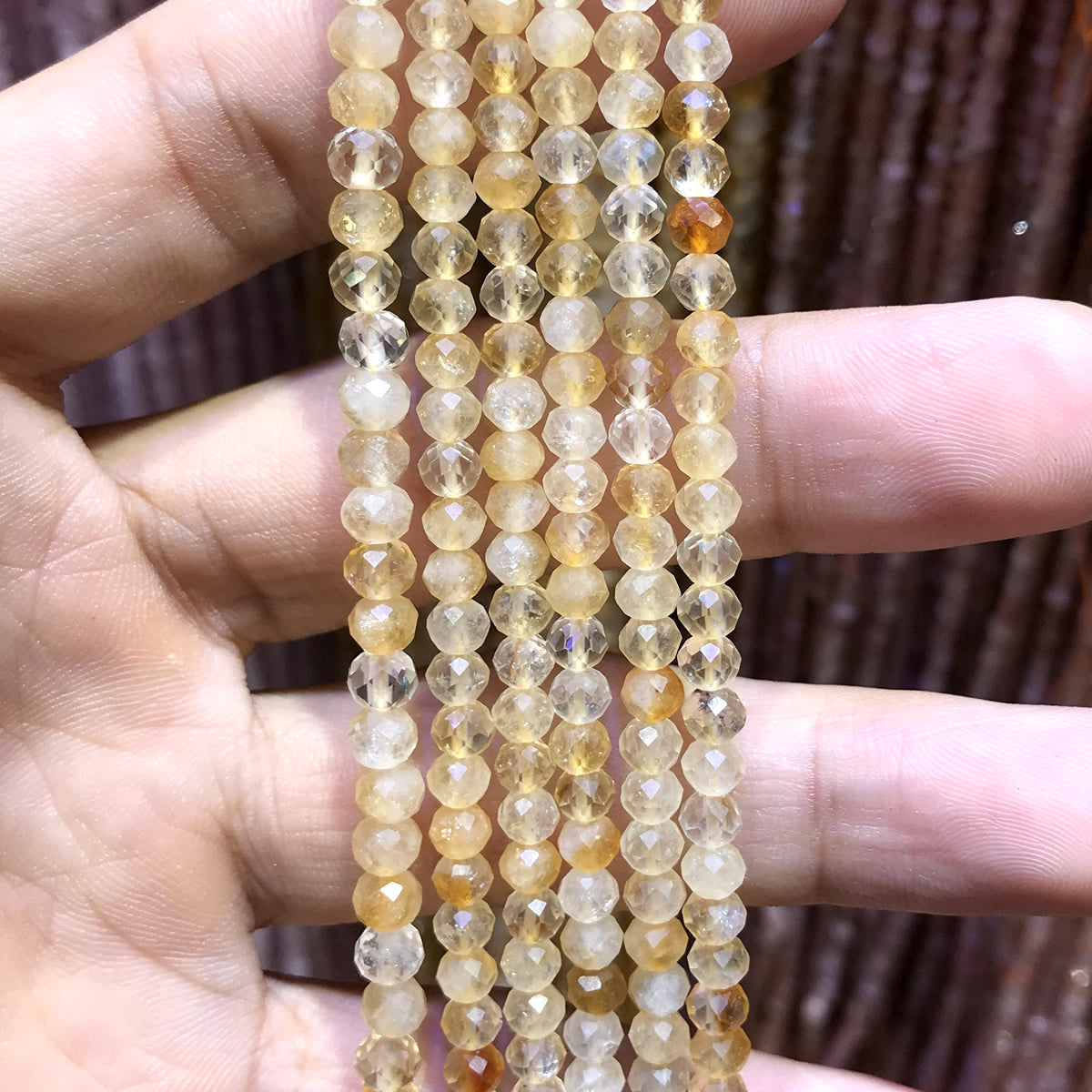 CRB366 Citrine Gemstone Beads Faceted Rondelle 3x4mm 15" Strand