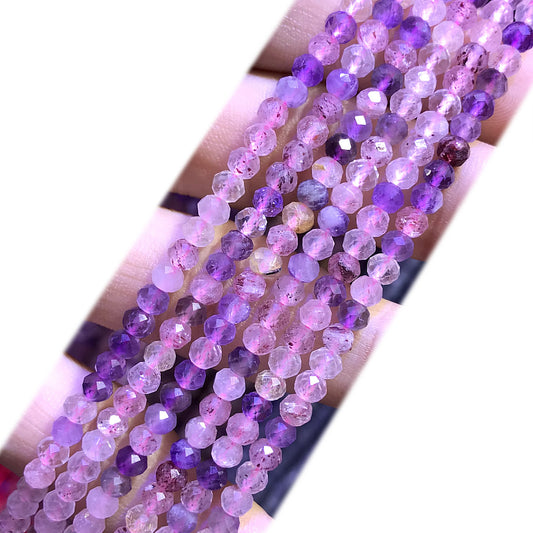 CRB369 Colorful Quartz Beads Faceted Rondelle 3x4mm 15" Strand