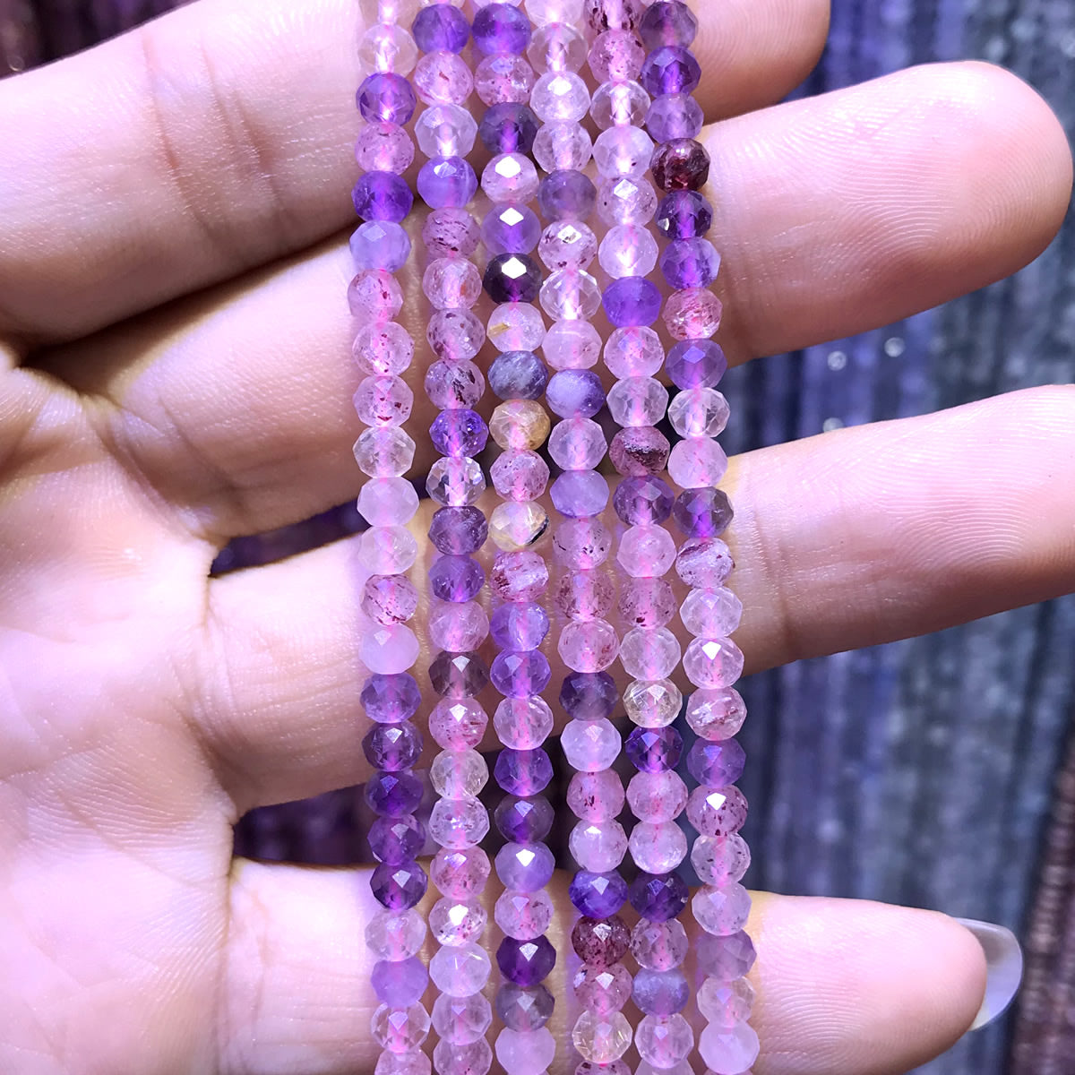 CRB369 Colorful Quartz Beads Faceted Rondelle 3x4mm 15" Strand