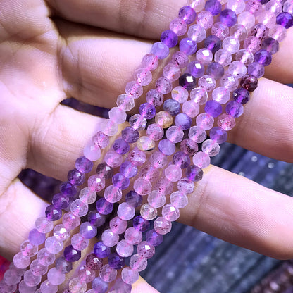 CRB369 Colorful Quartz Beads Faceted Rondelle 3x4mm 15" Strand