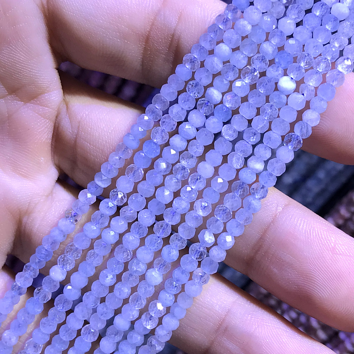 CRB372 Aquamarine Gemstone Beads Faceted Rondelle 2x3mm 15" Strand