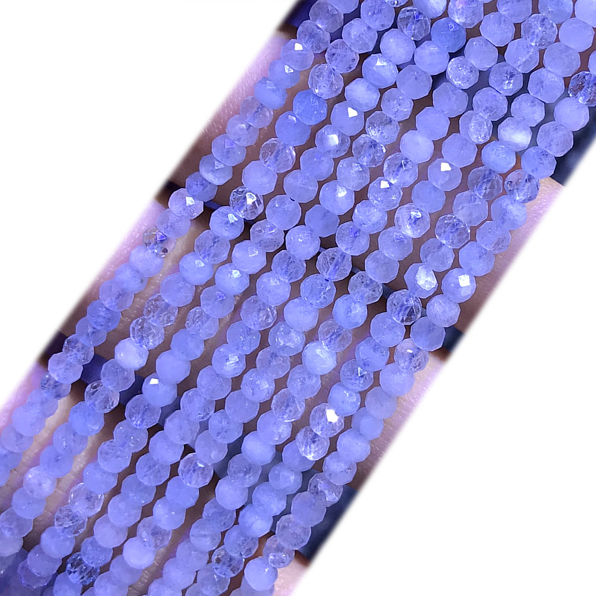 CRB373 Aquamarine Gemstone Beads Faceted Rondelle 3x4mm 15" Strand