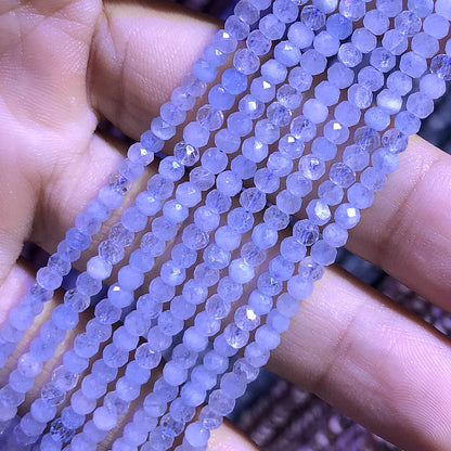 CRB373 Aquamarine Gemstone Beads Faceted Rondelle 3x4mm 15" Strand