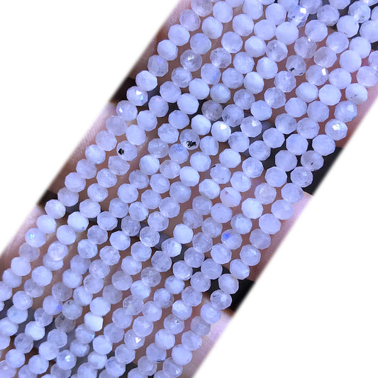 CRB374 White Moonstone Beads Faceted Rondelle 2x3mm 15" Strand