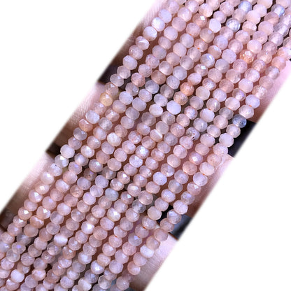 CRB376 Peach Moonstone Beads Faceted Rondelle 2x3mm 15" Strand