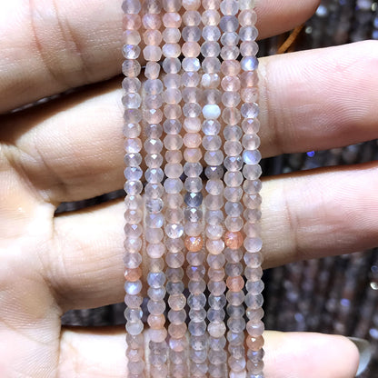 CRB378 Rainbow Moonstone Beads Faceted Rondelle 2x3mm 15" Strand