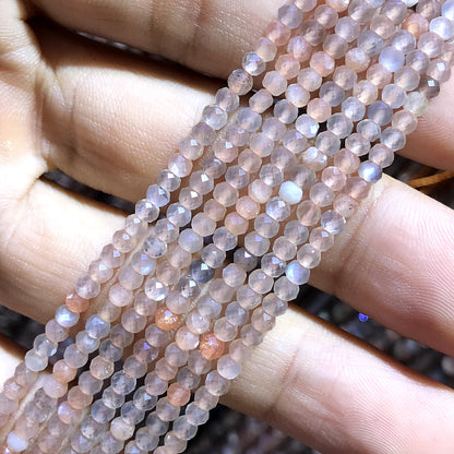 CRB378 Rainbow Moonstone Beads Faceted Rondelle 2x3mm 15" Strand