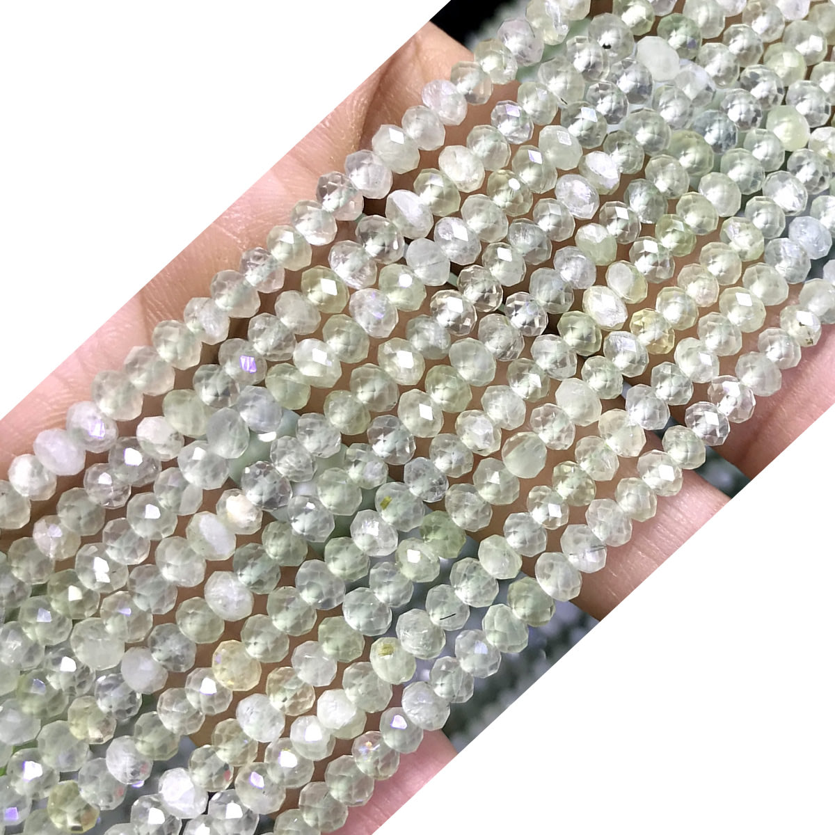 CRB38 Prehnite Gemstone Beads Faceted Rondelle 2.5x4mm 15" Strand