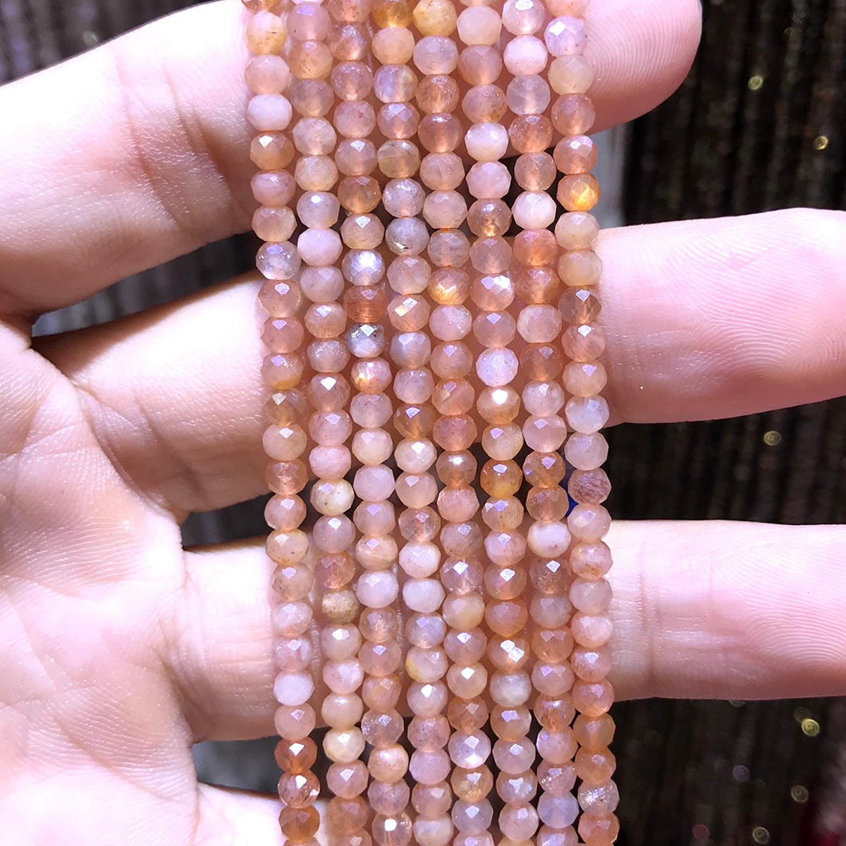 CRB380 Sunstone Beads Faceted Rondelle 2x3mm 15" Strand