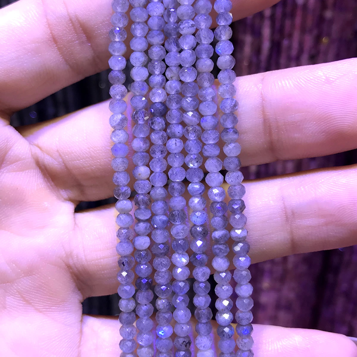 CRB382 Grade AB Labradorite Beads Faceted Rondelle 2x3mm 15" Strand