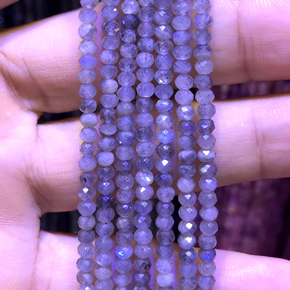 CRB383 Grade AB Labradorite Beads Faceted Rondelle 3x4mm 15" Strand